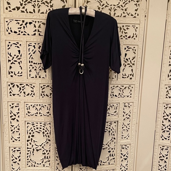 Yigal Azrouel Deep Blue dress with metal necklace - Picture 3 of 10
